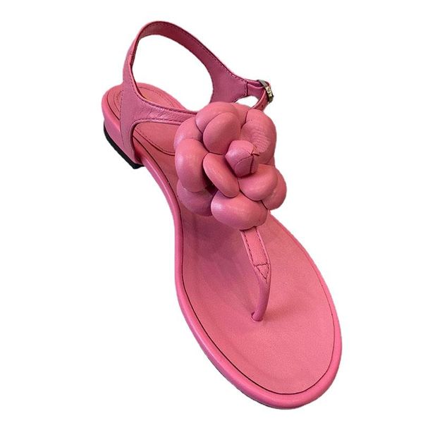 

sandals 2021 summer women's fashion genuine leather flower decor flip flops sandalias comfortable vacation, Black