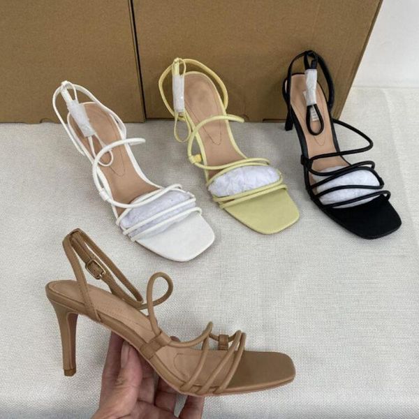 

dress shoes fashionable summer woman thin strap small high heel 6cm ladies sandals leisure buckle colorful women footwear, Black
