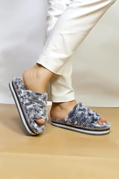 

women's gray home slipper trk27 slippers, Black