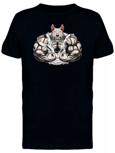 

bodybuilder dog ripping shirt men's tee -image by shutterstock, White;black