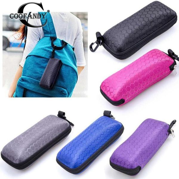 

other fashion accessories rectangle zipper sunglasses glasses case eyewear protector honeycomb pattern box, Silver