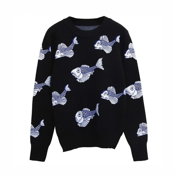

autumn winter cartoon knitted women sweaters pullovers long sleeve sweater slim pull femme jumpers sueter 210522, White;black