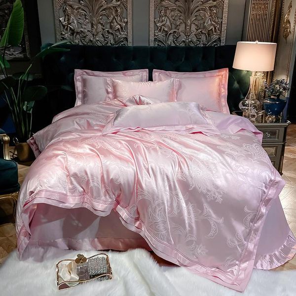 

bedding sets cotton satin jacquard set bed sheet duvet cover double  king 4pcs