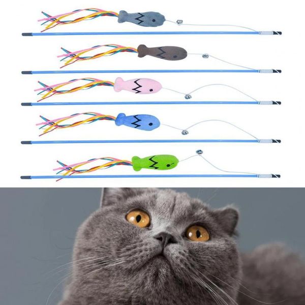 

cat toys colorful lightweight catnip kitten teaser stick pvc attractive for outdoor