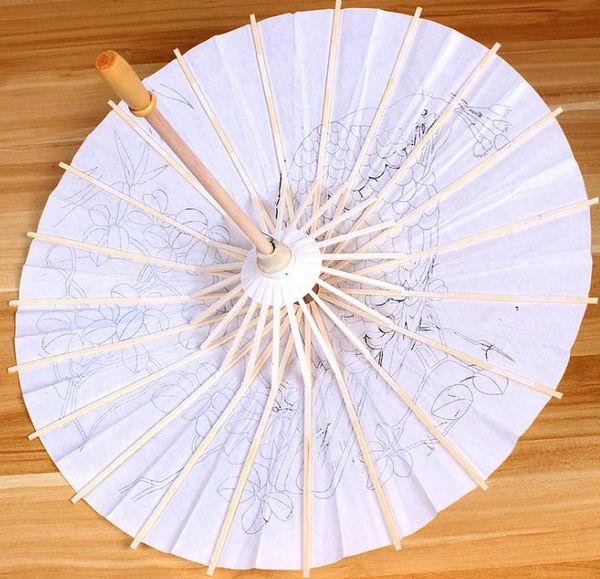 2021 DIY nupcial casamento parasols white paper guarda-chuvas chinês mini artesanato Diâmetro 20/30 / 40 / 60cm guarda-chuvas de casamento para atacado