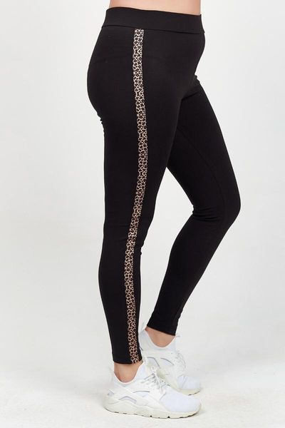 

women's black side leopard striped plus size tights tp82793s01 leggings