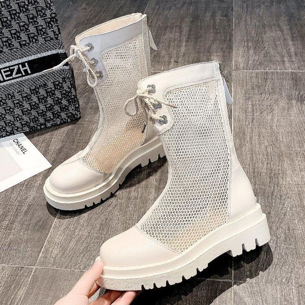 

shoes women 2021 spring and summer net boots gauze breathable flat bottom with hollowed-out fashion, Black