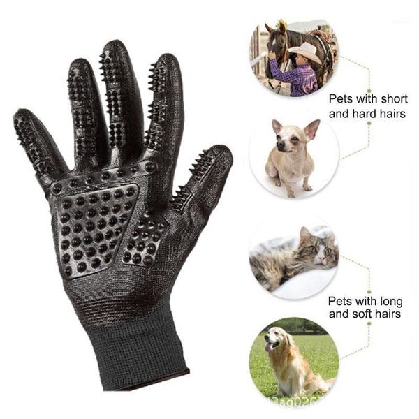 

pair pet brush grooming gloves massage garden fur mihair brushing dog washing glove remover mitten bathing cycling1, Black