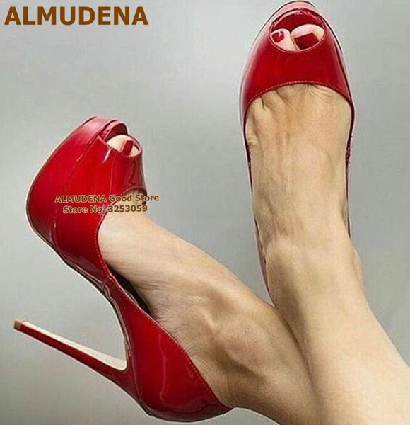 

patent leather open toe platform shoes stiletto heels slip-on wedding pumps classic stylish street gladiator footwear dress, Black