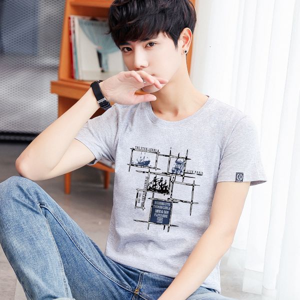 

men's t-shirts short-sleeve shirt of summer cotton men's, White;black