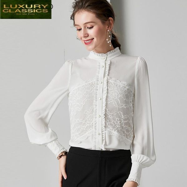 

women's blouses & shirts silk blouse womens real and spring autumn korean fashion clothes elegant ladies shirt streetwear blusa 14161, White