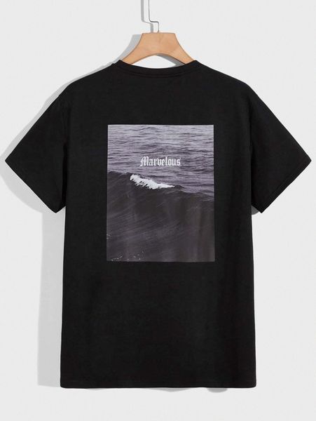

men letter graphic round neck t-shirt u6yu#, White;black