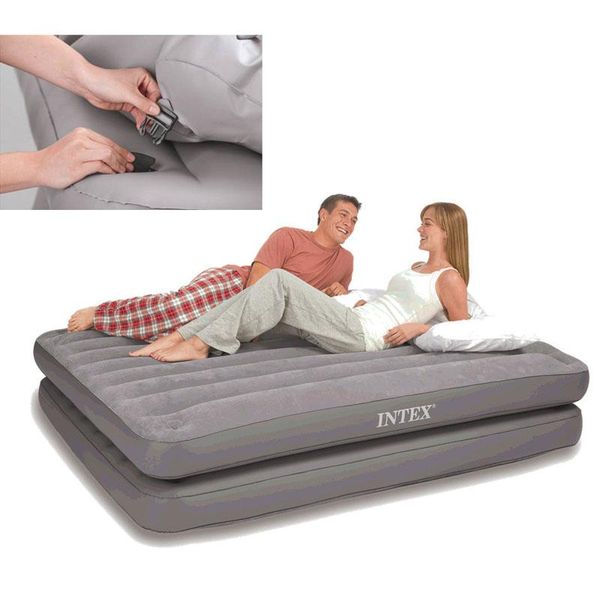 

152*203*46cm striped double layer separable air bed inflatable mat sleeping pad picnic with electric pump outdoor pads