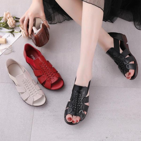 

sandals anti-skid open toe comfort shoes for women closed heel large size suit female beige soft 2021 summer peep girls big, Black