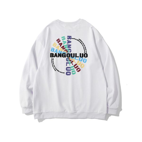 

sweatshirts fashion letter printed sweater mens american fashion loose round neck long sleeve brand hoodless pullover hoodie, Black