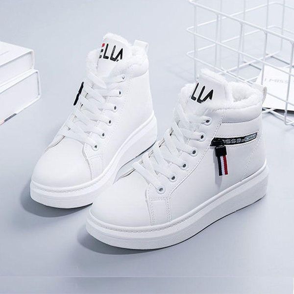 

boots 2021 winter women ankle warm pu plush woman shoes sneakers flats ladies short snow bo, Black