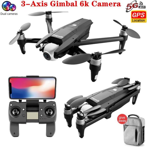 

drone 6k double camera 3-axis gimbal 50x zoom 170Â° esc fpv rc distance 2km gps quadcopter toy drones