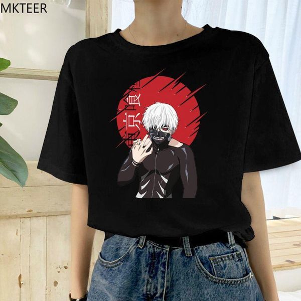 

women's t-shirt tokyo ghoul anime cartoon harajuku shirt art print fashion casual round neck, White