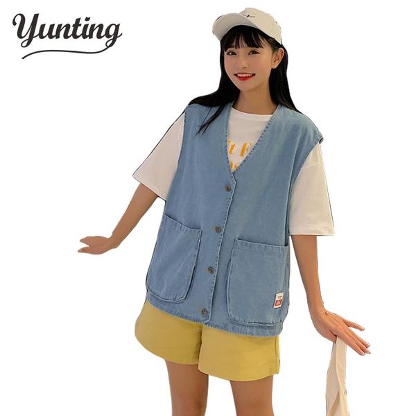 

women's vests spring-summer women jeans jacket short vest outerwear korea slim sleeveless denim casual female waistcoats, Black;white