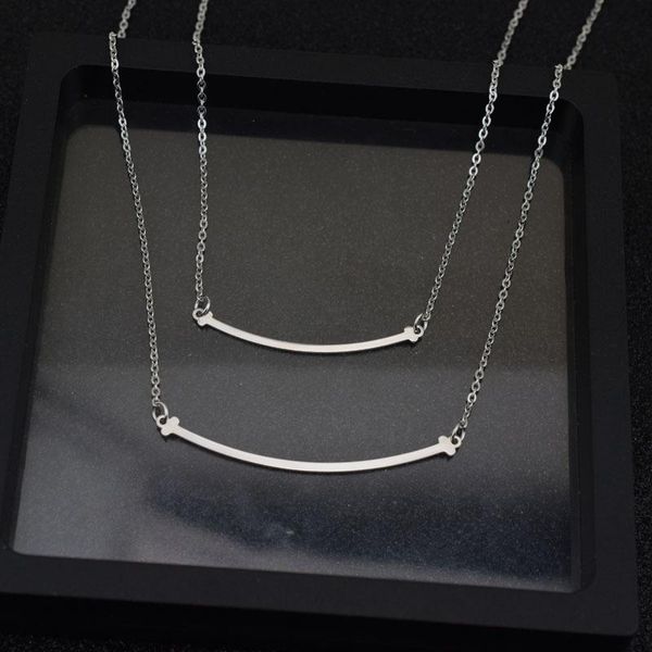 

chains 2021 fashion stainless steel smile necklace female clavicle chain, Silver