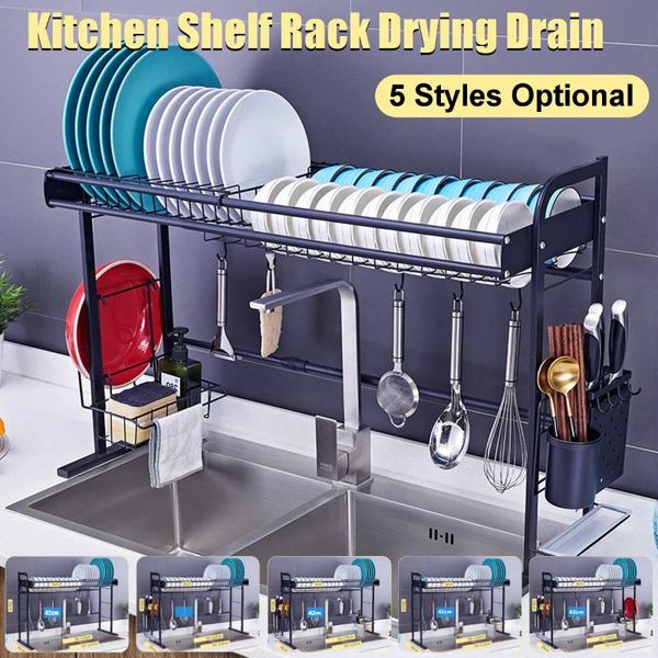 

kitchen storage & organization dish drying rack over sink,drainer shelf supplies counter organizer utensils holder,space save stainless stee