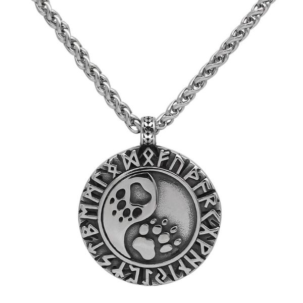 

chains viking bear rune necklace for men jewelry nordic gift, Silver