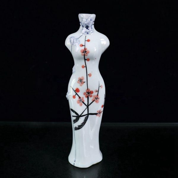 

chinese old famille rose porcelain vase woman cheongsam plum blossom vases