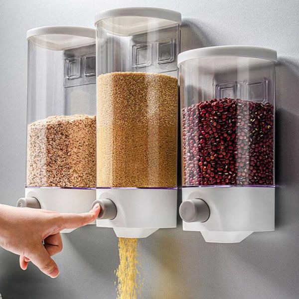 

1000/1500ml wall hanging whole grains storage container kitchen grain rice beans sealed jars oatmeal dispenser bottles &