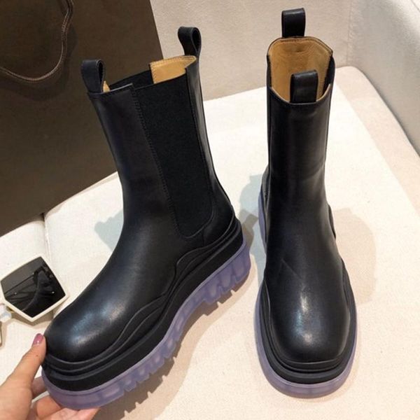 

boots ollymurs ankle genuine leather women casual shoes zapatos mujer platform, Black