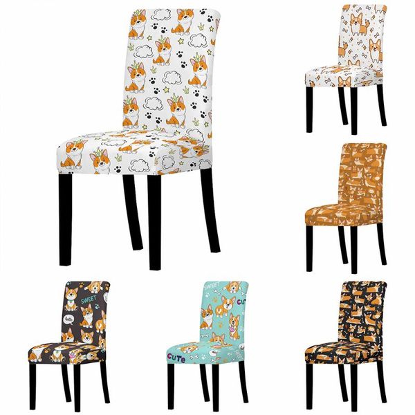

chair covers cartoon dog printed stretch cover for dining room kitchen home office spandex washable anti-dirty case