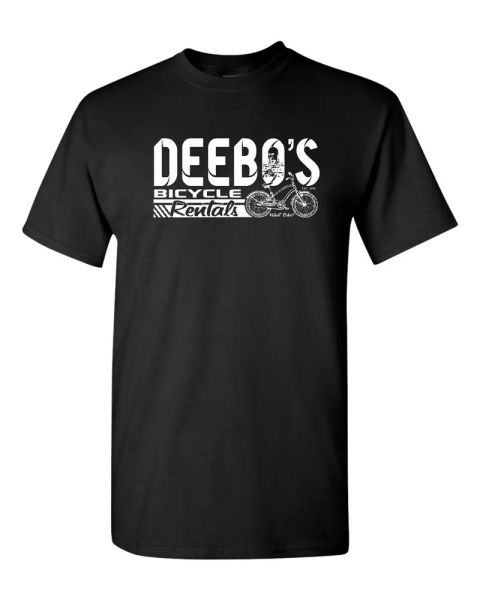 

deebo's bike rental men's tee shirt 1538, White;black