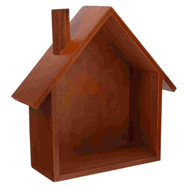 

hooks & rails 1pc wooden storage rack shelf cartoon house wall decor