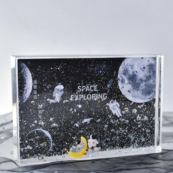

astronaut spaceman deskpo holder quicksand liquid frame with snow floating glitter family picture display frames