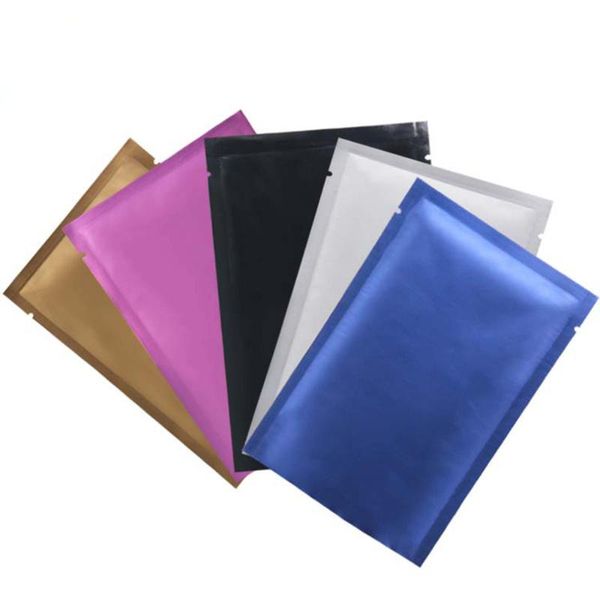 

storage bags 100pcs/lot frosted colorful pure aluminum foil open bag heat seal tear notch recyclable packaging for tea powder