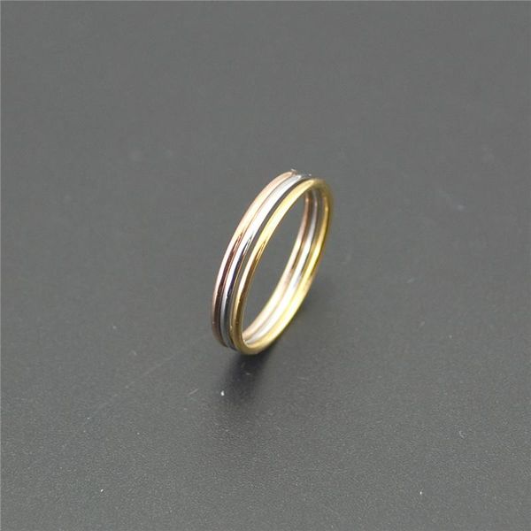 

cluster rings fashion simple three color wedding for women stainless steel men ring finger wholesale jewelry gift, Golden;silver