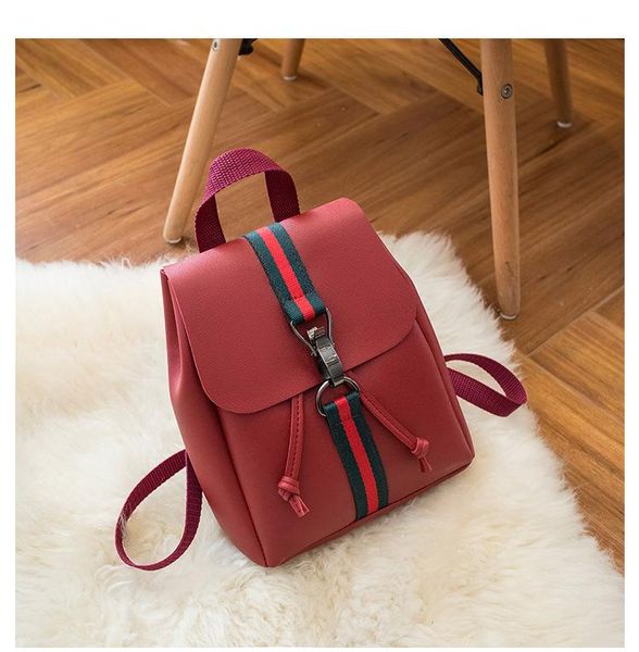 

backpack women's casual luxury striped schoolbag fashion brand 2021 all-match pu leather soft