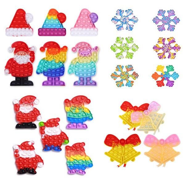 

fidget toys sensory christmas rainbow santa tie-dye snowflakes bells push bubble anti stress educational children adults decompression toy g