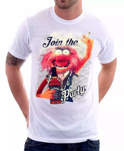 

party animal funny white cotton printed t-shirt fn9317, White;black