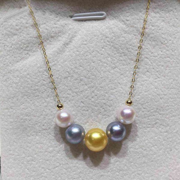 

fashion necklaces nymph real 18k gold necklace for women au750 chain white/grey/golden natural akoya seawater pearl wedding fine jewelry xl, Silver