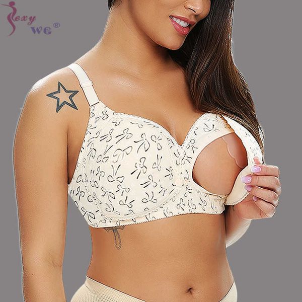 SEXYWG Reggiseno per allattamento maternità Reggiseno per allattamento a mani libere Pompa per allattamento al seno Reggiseno per allattamento maternità Plus Size Fiore Cotone No Pad Y0925