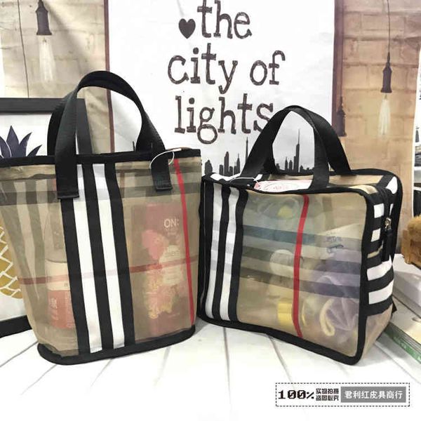

cosmetic bags handbags fog flower korean classic lattice transparent hand wash beach bath fitness mother women's