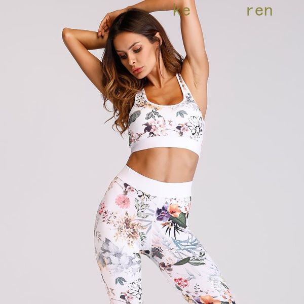 

yoga outfit floral women set sportswear fitness sport suit gym wear running clothes women's tracksuit tank pants leggings