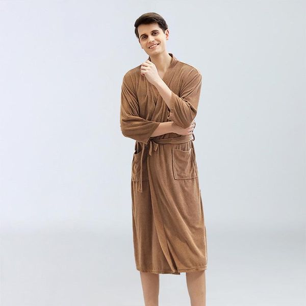 

women's sleepwear casual summer thin robe men&women solid toweling terry quick drying bathrobe soft ventilation sleeprobe homewear, Black;red