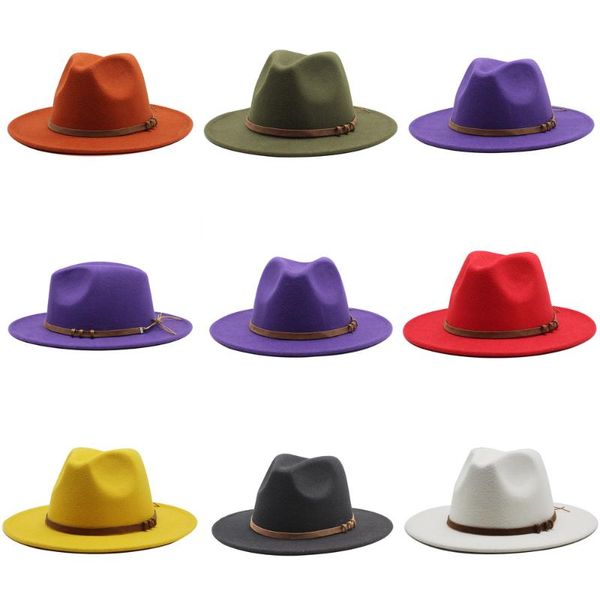 

wide brim hats classic british fedora hat men women imitation woolen winter felt fashion jazz chapeau wholesale, Blue;gray