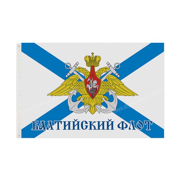 Marineschiff-Flagge der baltischen Flotte, russische Armee, 90 x 150 cm, 3 x 5 Fuß, individuelles Banner, Metalllöcher, Ösen für den Innen- und Außenbereich, kann individuell angepasst werden