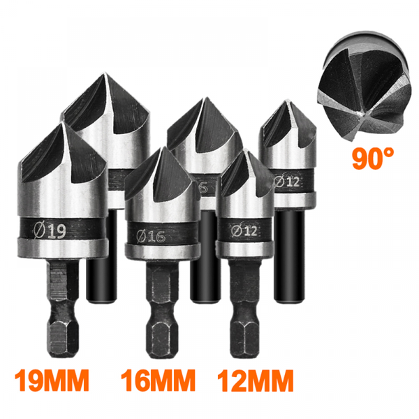 

3pcs countersink reamer drill bit set hex / round for carbon steel wood metal quick change tool with shank professional hand sets
