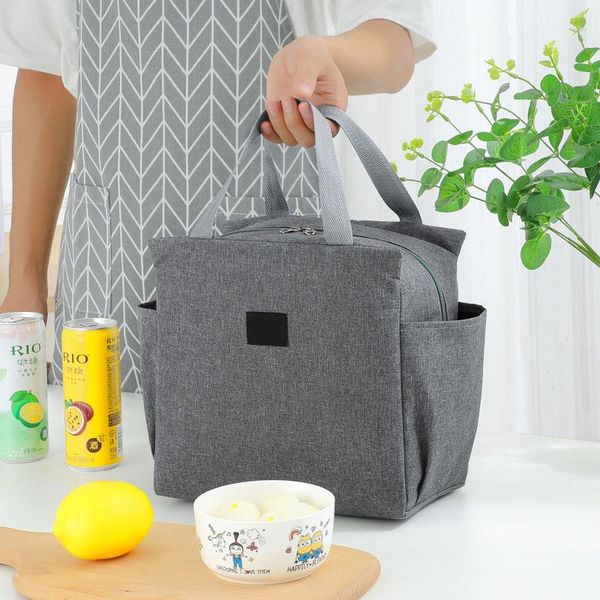 

storage bags solid color lunch bag insulated for men women office picnic waterproof drinks cooler portable fresh-keeping food