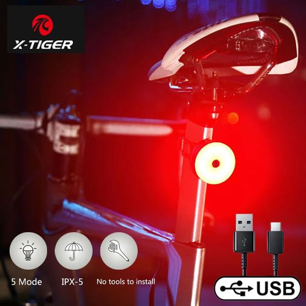 

bike lights x-tiger bicycle taillight waterproof led mtb rear light usb rechargeable safety warning cycling accessories