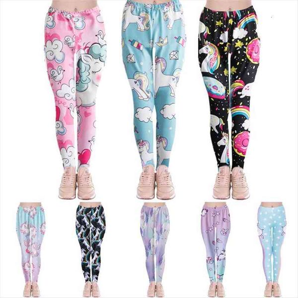 

unicorn girls pants cartoon leggings for kids children clothes elasticity breathable cotton trousers baby girl clothing, Blue