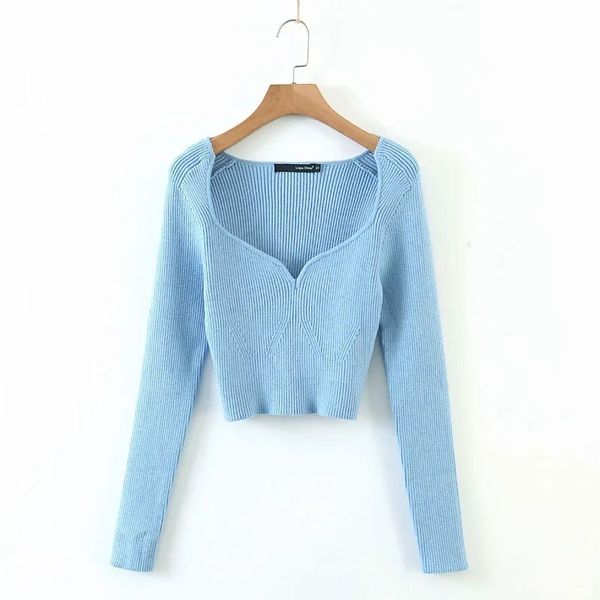 

black women's knits tees clothing arly autumn fashion show thin french long sleeve exposed collarbone short exp, White